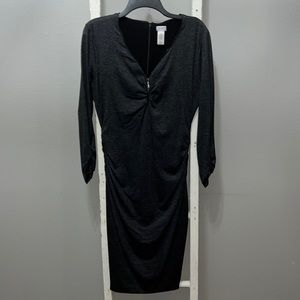Cache Metallic Charcoal Gray Dress
